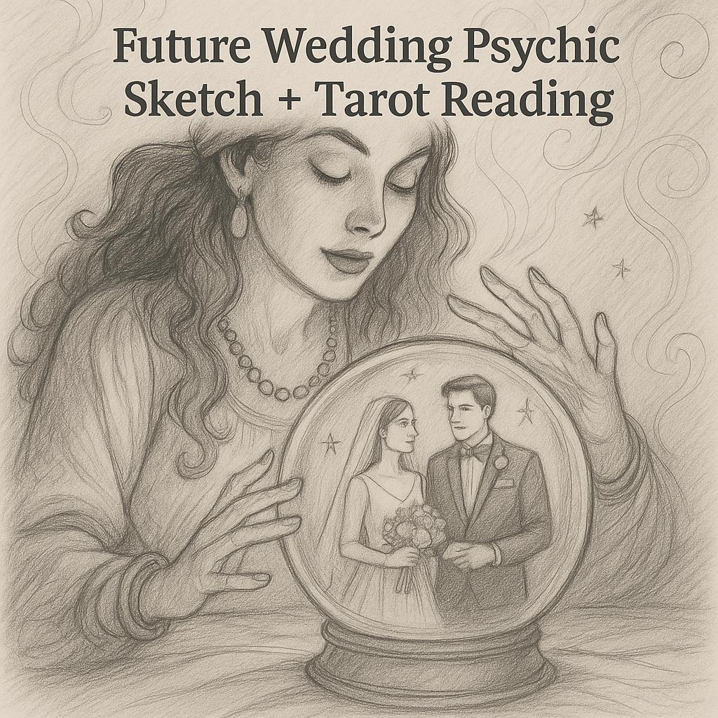 Future Wedding Psychic Sketch + Tarot Reading – See Your Dress, Vibe and Love Energy