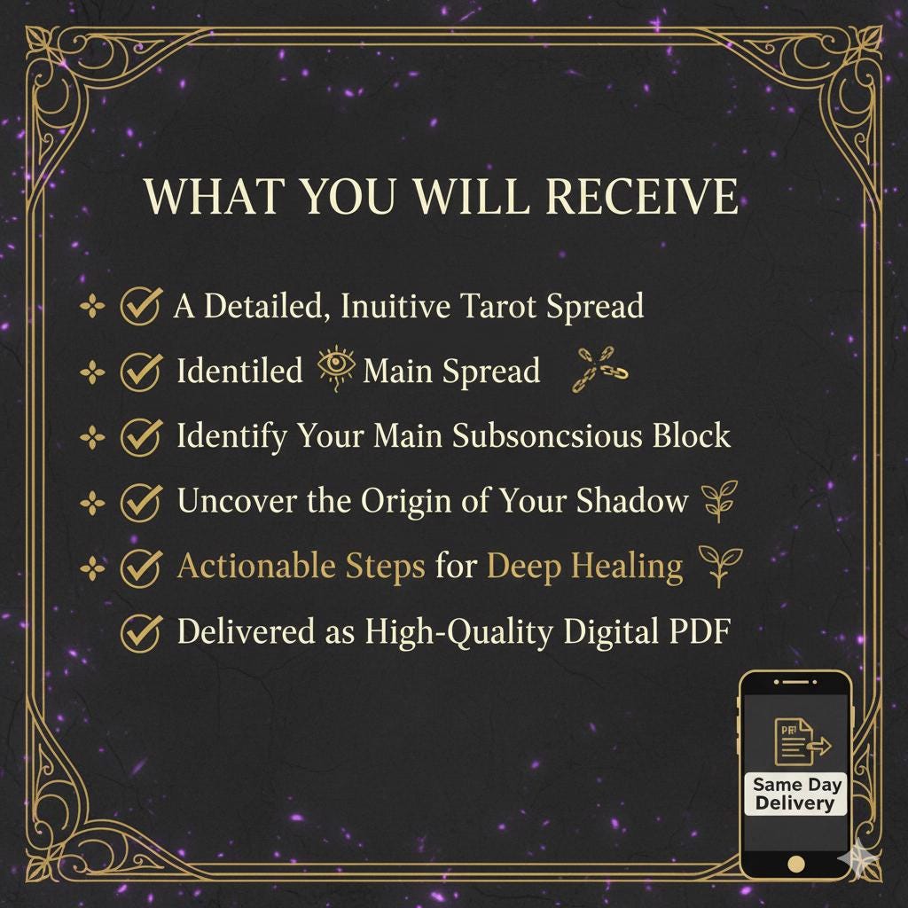 Shadow Work Tarot Reading: Deep Inner Guidance & Soul Insight (Same Day PDF)